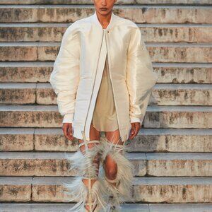Rick Owens SS/23 Runway Peter Flight Natural Silk Bomber Jacket